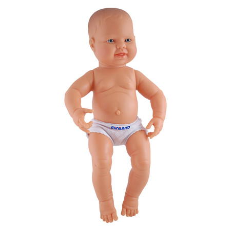 MINILAND EDUCATIONAL Anatomically Correct Newborn Doll, 15.75 in, White Boy 5005531001